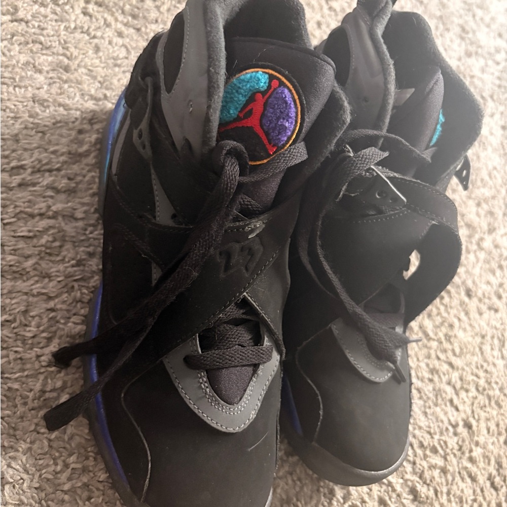 Men/Kids Black/Blue Athletic High-Top Sneakers - Jordan 8s